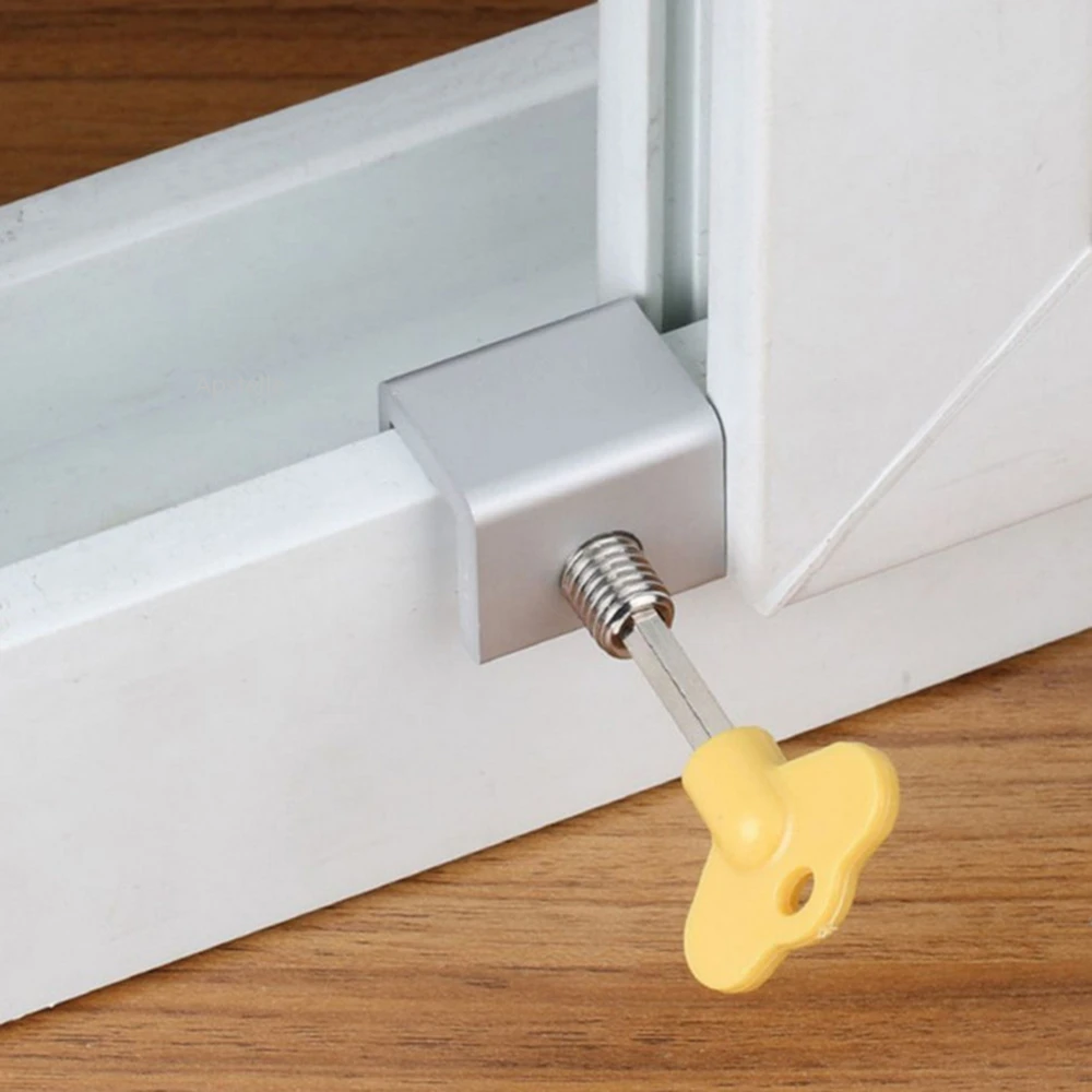 2PCS Adjustable Sliding Window Aluminum Alloy Stop Locks Security Door Frame Lock with Keys Home Office Security Lock Window