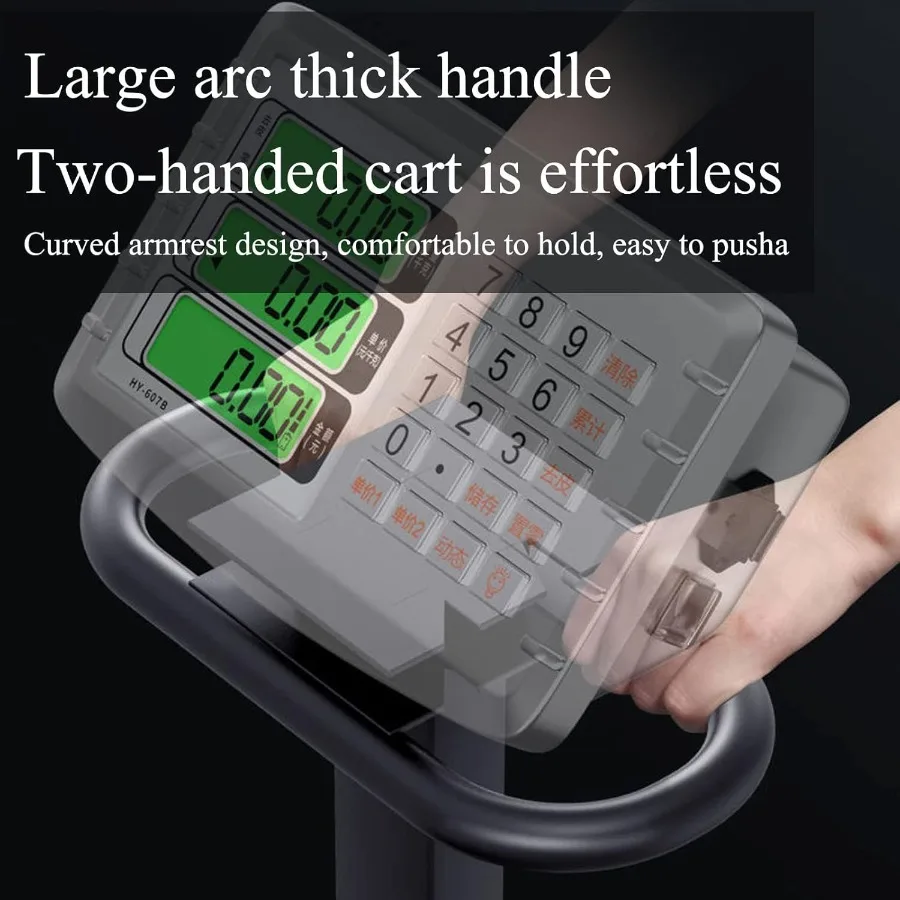 Báscula de plataforma industrial de 660 lb con ruedas para aplicaciones de pesaje de servicio pesado: báscula de piso digital con precio preciso de LB KG