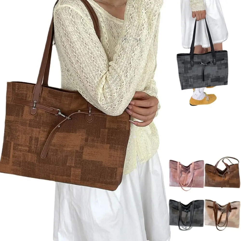 

Fashion Stylish Vintage Shoulder Bag Large Capa PU Tote Bag Waterproof Pendant Decoration Women's Handbag Women