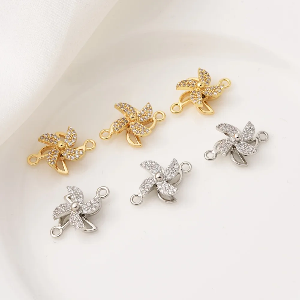 

Позолоченная 18-каратная и цирконовая вращающаяся подвеска-ветряк, серьги «сделай сам», кисточки, соединительные аксессуары, аксессуары для браслетов