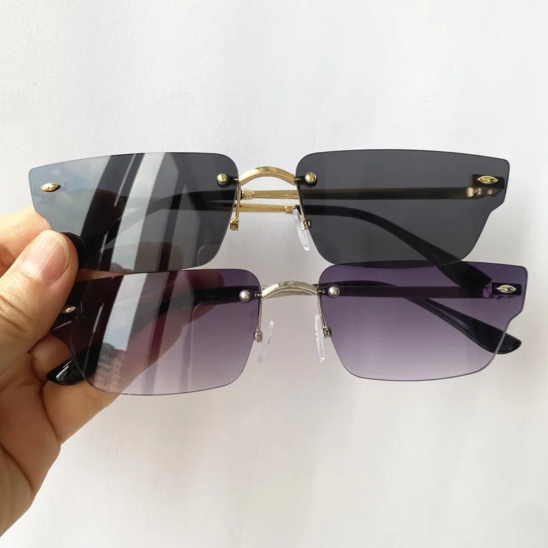 

Fashion Trimming Lens Sun Glasses Unisex Adumbral Anti-UV Spectacles Rimless Eyeglasses Polygon Ornamental Irregulari Sunglasses