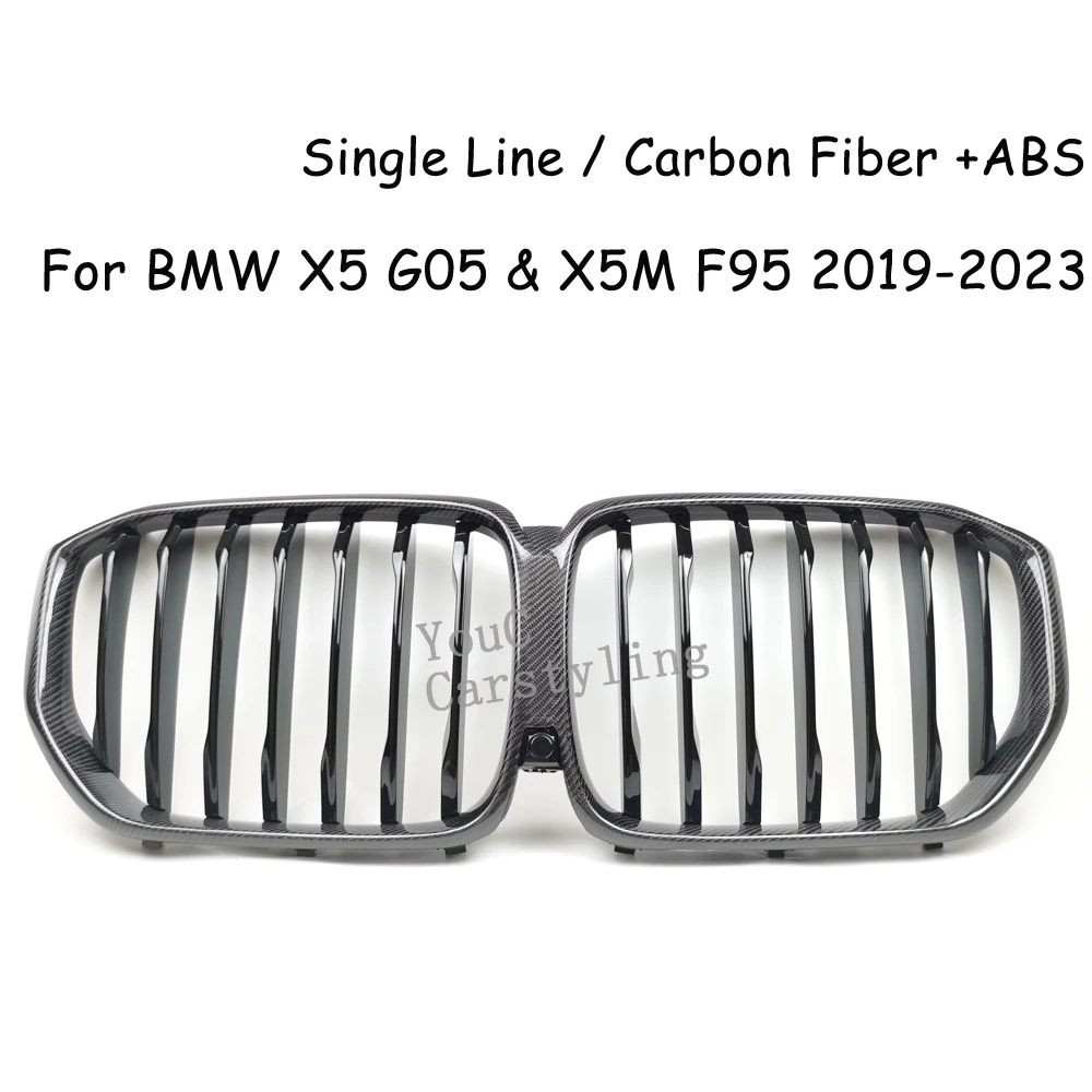 Remplacement de la calandre avant en fibre de carbone pour BMW, grilles de course de pare-chocs avant, 1 lamelle, nouveau X5 G05 et X5M F95 2019-2023