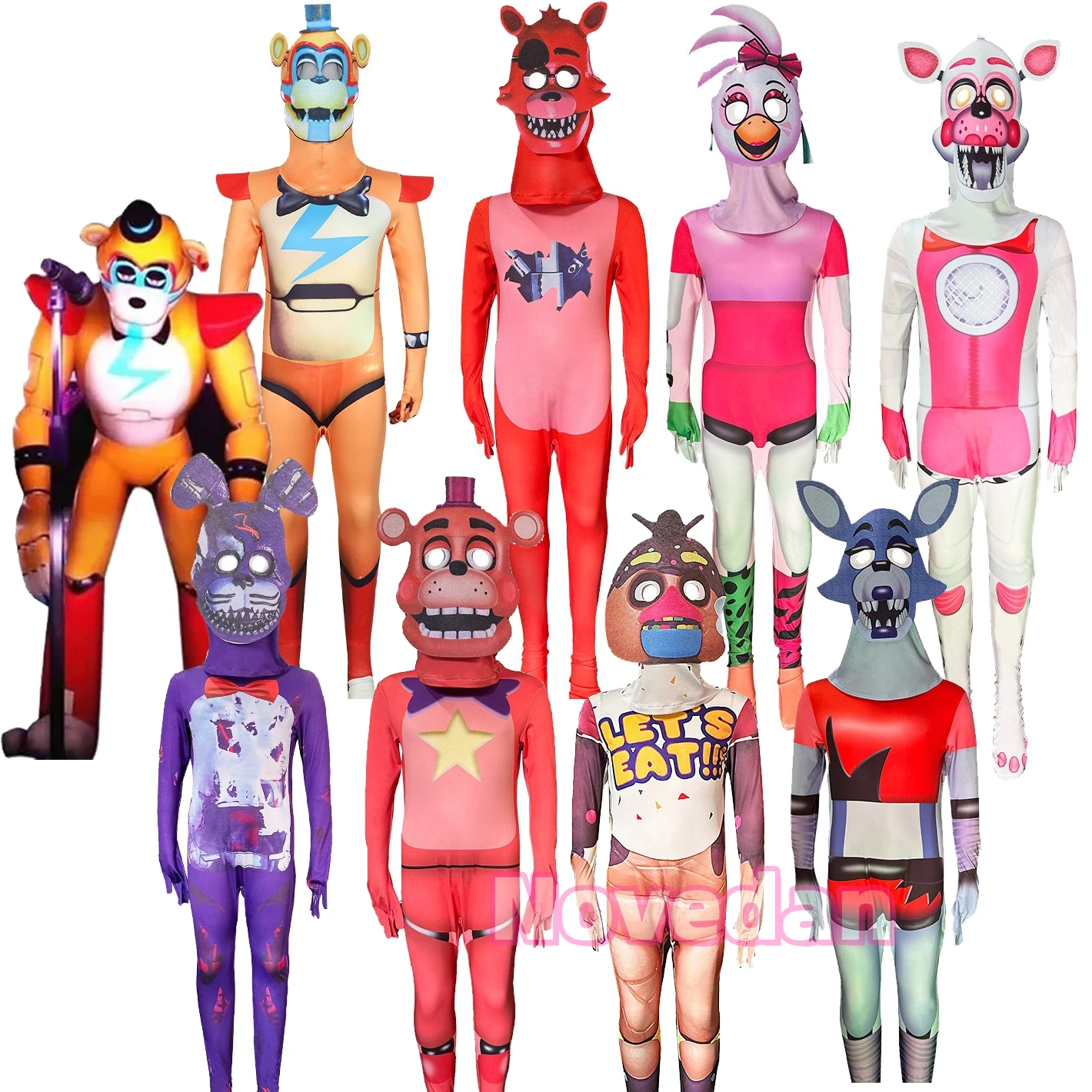 Five Nights Golden Freddy Fazbear Chica Bonnie Bear Foxy Косплей FNAF Костюм Ужасная игра Косплей Комбинезон Маска Костюм для детей