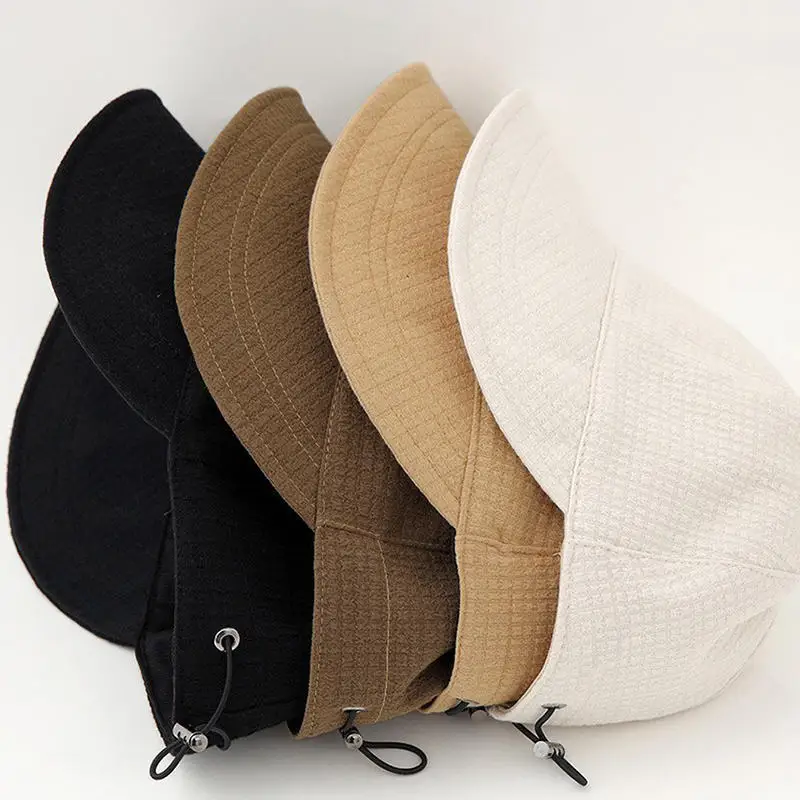 Fashion Sun Visor Hats For Women Sun Hat Solid Color Protection Wide Brim Enlarged Rounded Edge Women Pull Rope Adjustment