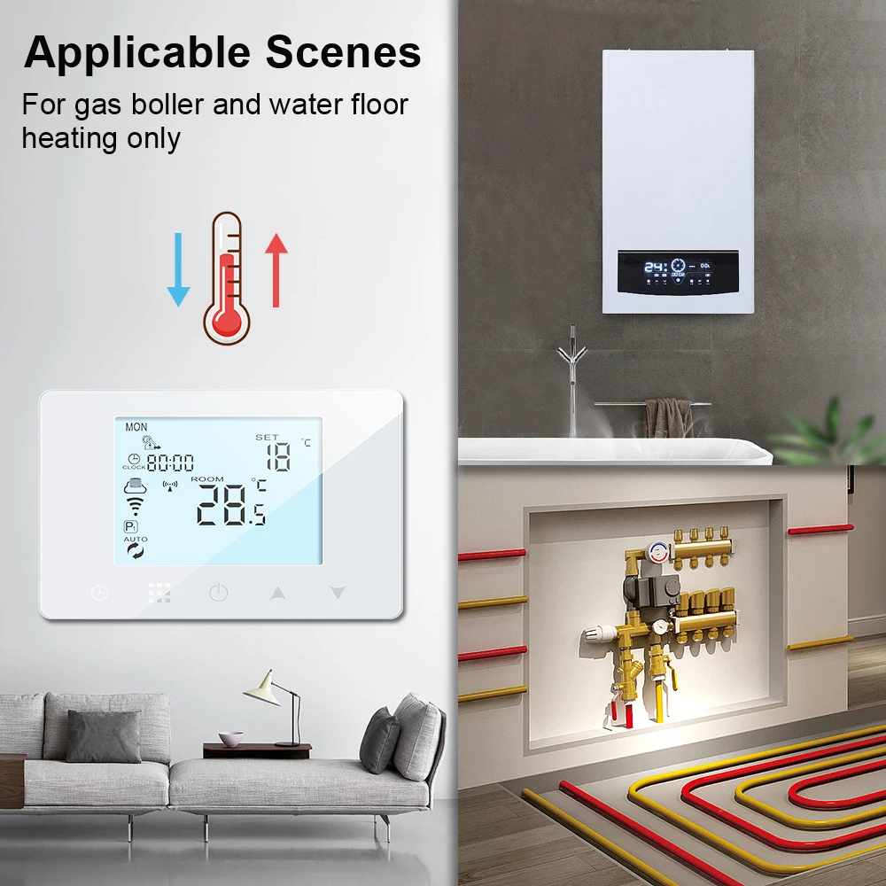 Wifi Smart Thermostat for Gas Boiler Water Heating RF Wireless Energy Saving Temperature Controller Work with Tuya Google Alexa