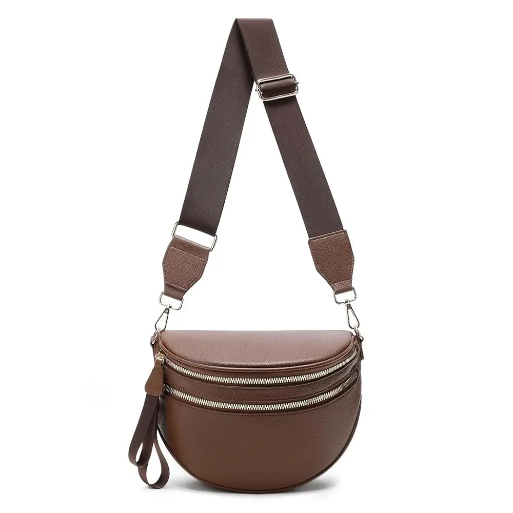 

crossbody bags for women Lightweight Fanny Pack Spacious emmafy Sling Bag for Travel, Gym, Running & Daily Use (Coffee)