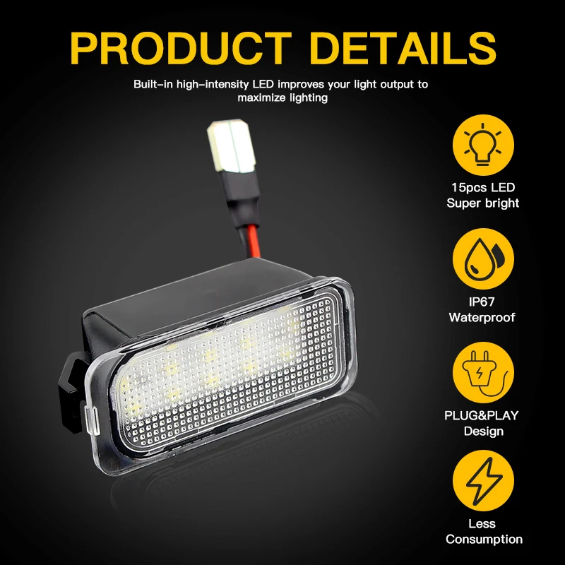 2X Canbus LED License Number Plate Light For Ford Tourneo Transit Connect Courier Custom Jaguar XJ XF 2008-2015 Car Accessories