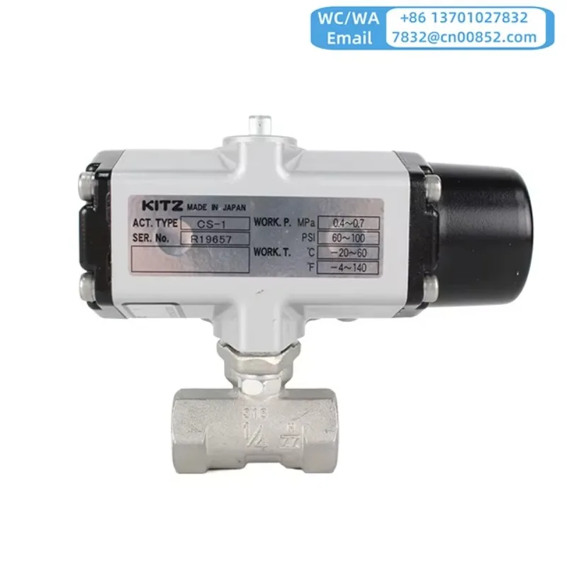 KITZ Original CS-UTE 10k Cast Stainless Steel Ball Valve with Pneumatic Actuator Spring Return, Shrink Hole, Threaded End