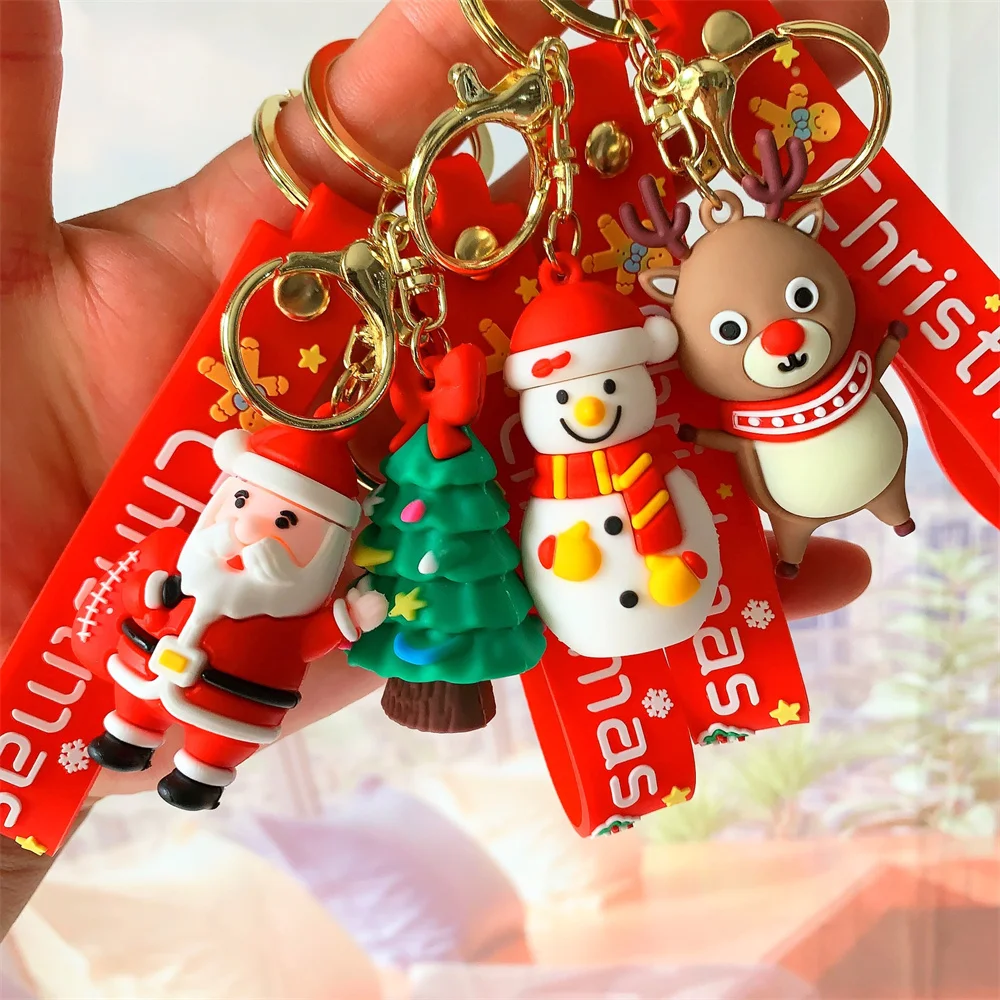 Cartoon Cute Christmas Snowman Keychain Santa Claus Gingerbread Man Pendant Backpack Car Key Chain Festival Gifts