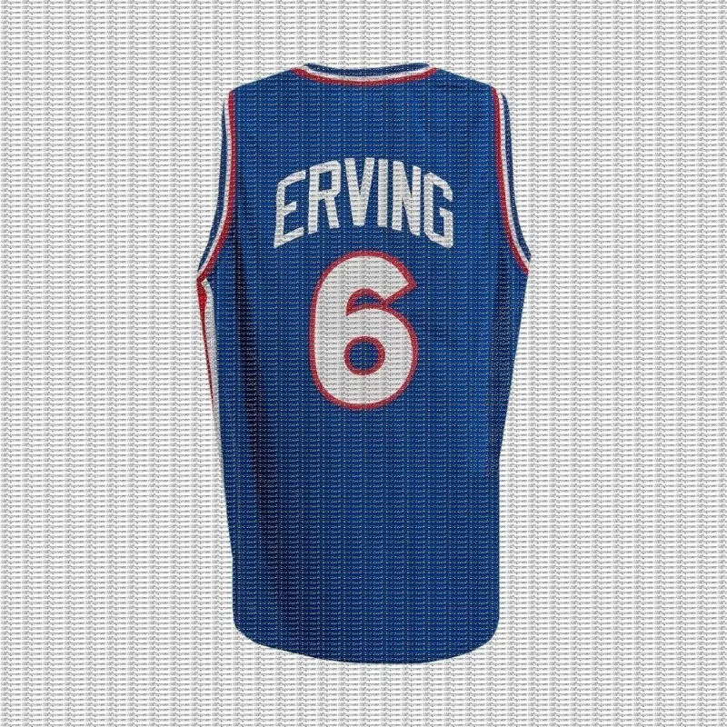 Dr. J # 6 Blue Retro Jersey Breathable Mesh Printed Quick Drying Match Tank Top Street Clothing