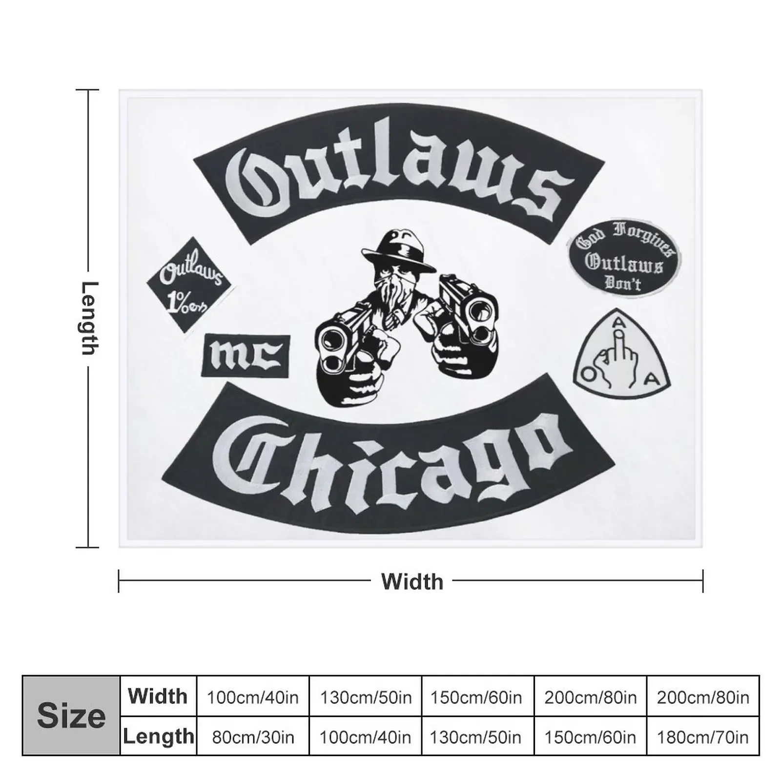 CHICAGO OUTLAWS MOTORCYCLE CLUB Throw Blanket Luxury Throw Hairys Blankets