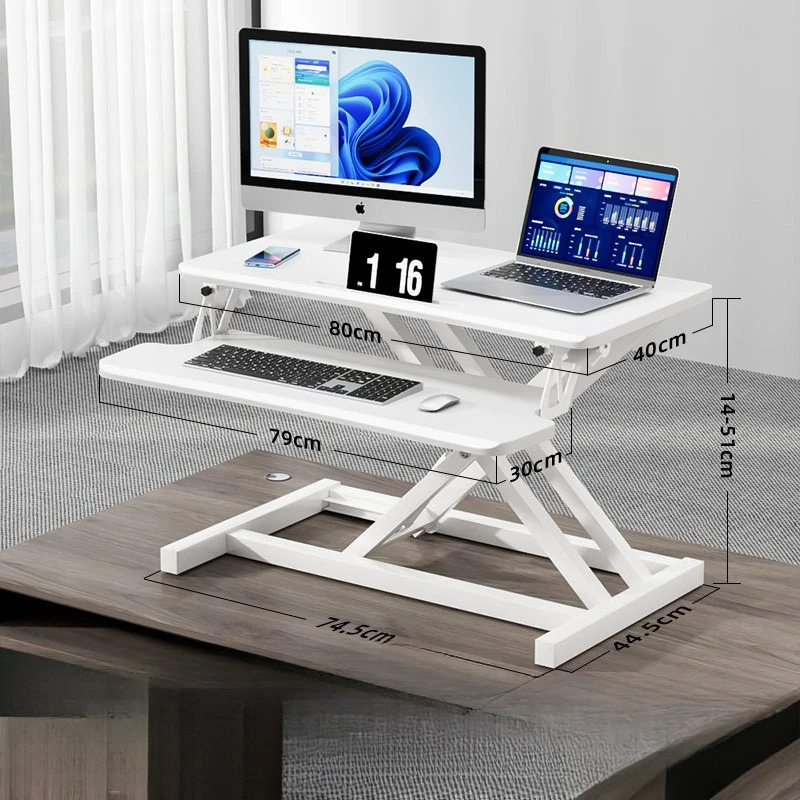 Standing lifting computer workbench, desktop stand, heightening office notebook pneumatic solid wood display