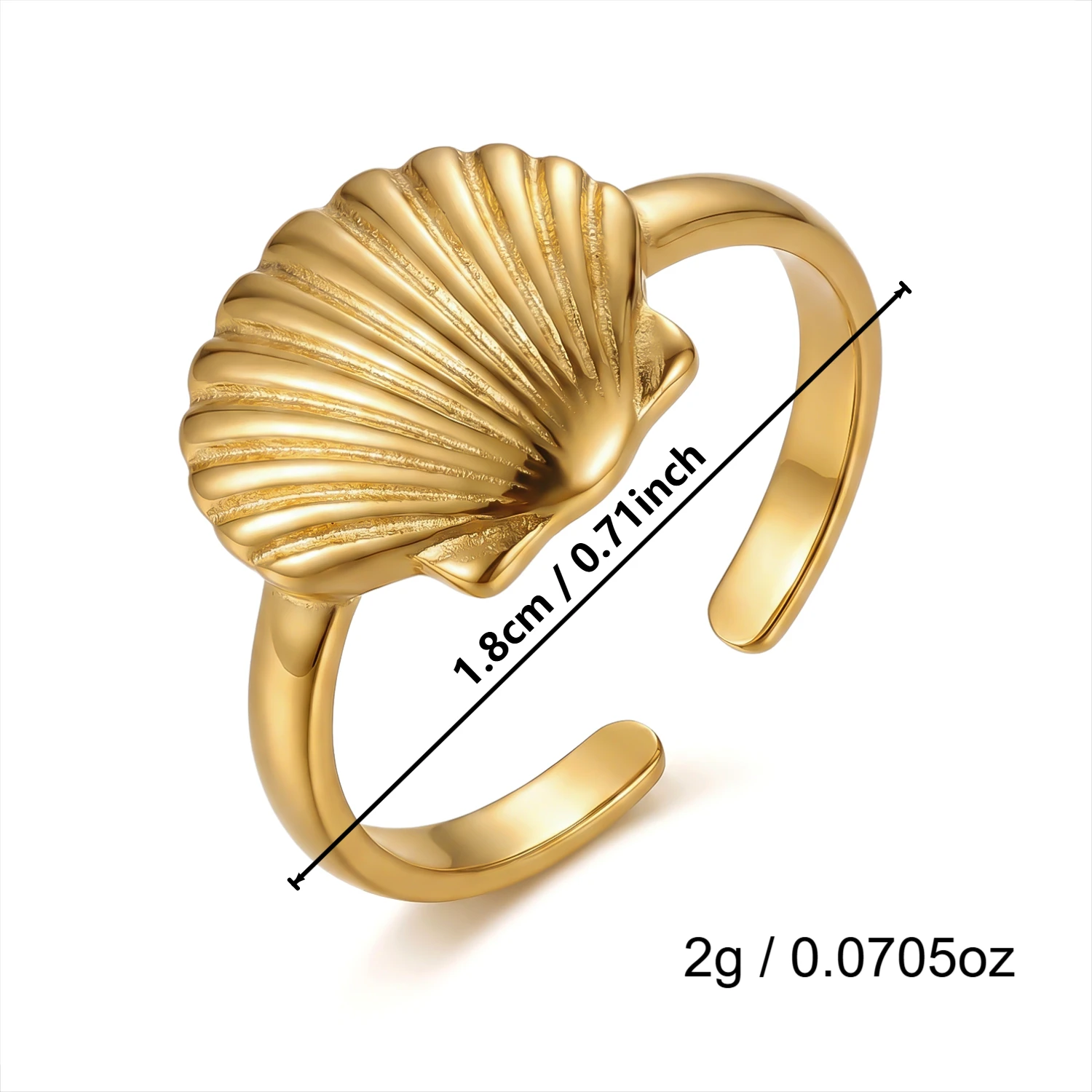 Gmai Zierliche geometrische PVD-beschichtete Edelstahlringe für Damen, Vintage-Ring mit Blumen-, Muschel- und Blattmotiv, unregelmäßiger Ring, Party-Schmuck, Geschenk – Detail 12