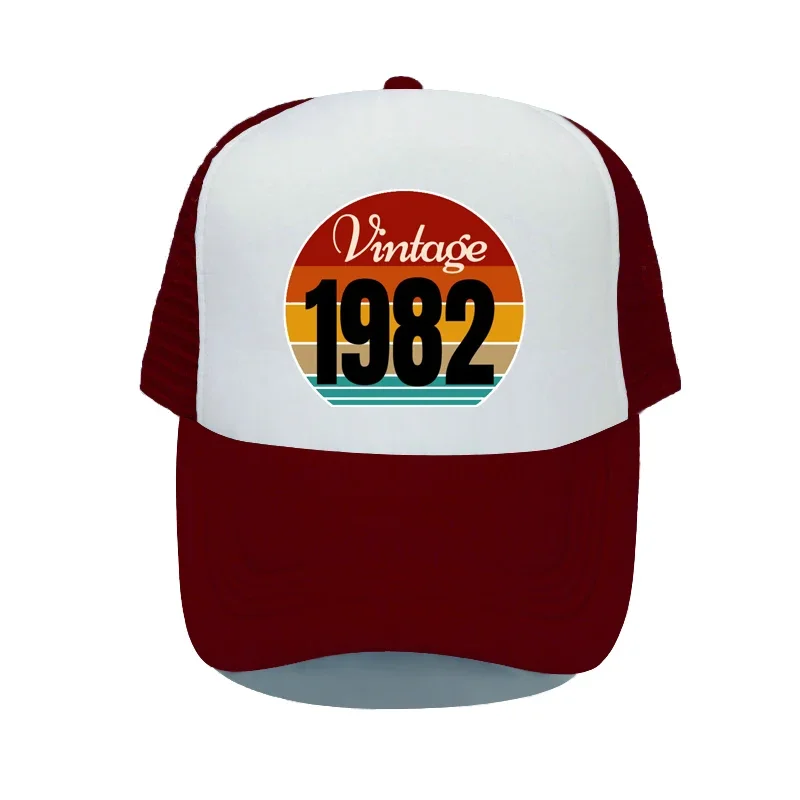 Vintage 1982 Printed Snapback Cap Retro Aged to be Perfected Since 1983 Baseball Hat Rainbow Trucker Hat For Birthday Gift YP065