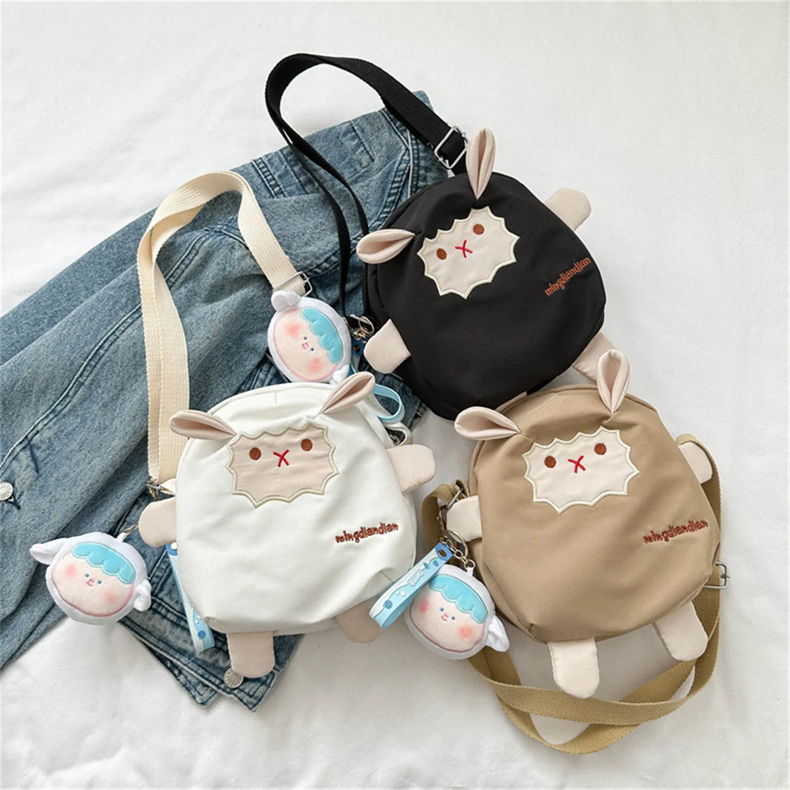 Japanese All Match Casual Cute Backpack 2024 New High-capacity Primary School Student Kids Backpack Y2k Sheep Crossbody Bag