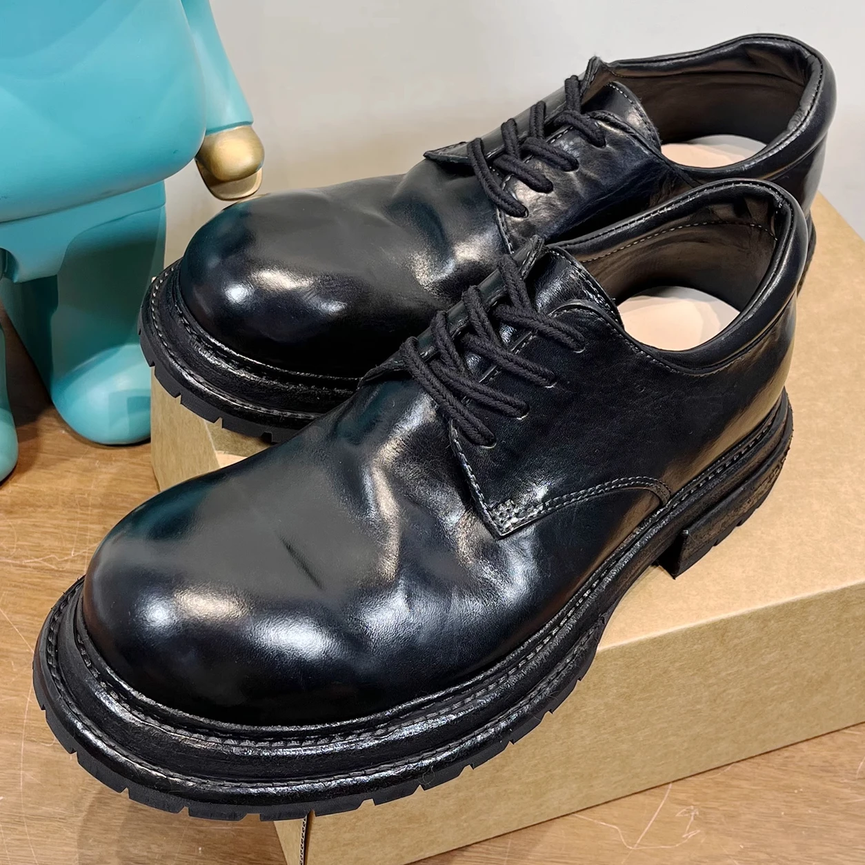 

NIGO Men's Leather Casual Shoes Lace Up Black Temperament Fashion Commuter Derby Shoes Spring And Autumn Men's Shoes #NGSH1739