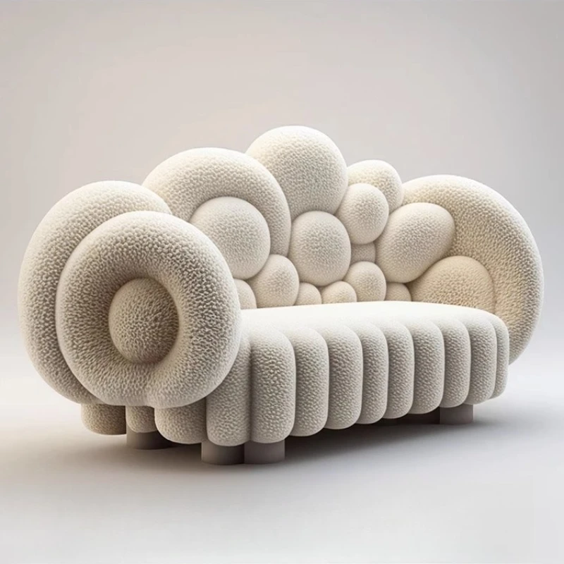 

Cream style sofa Personalized style furniture Lamb wool sofa
