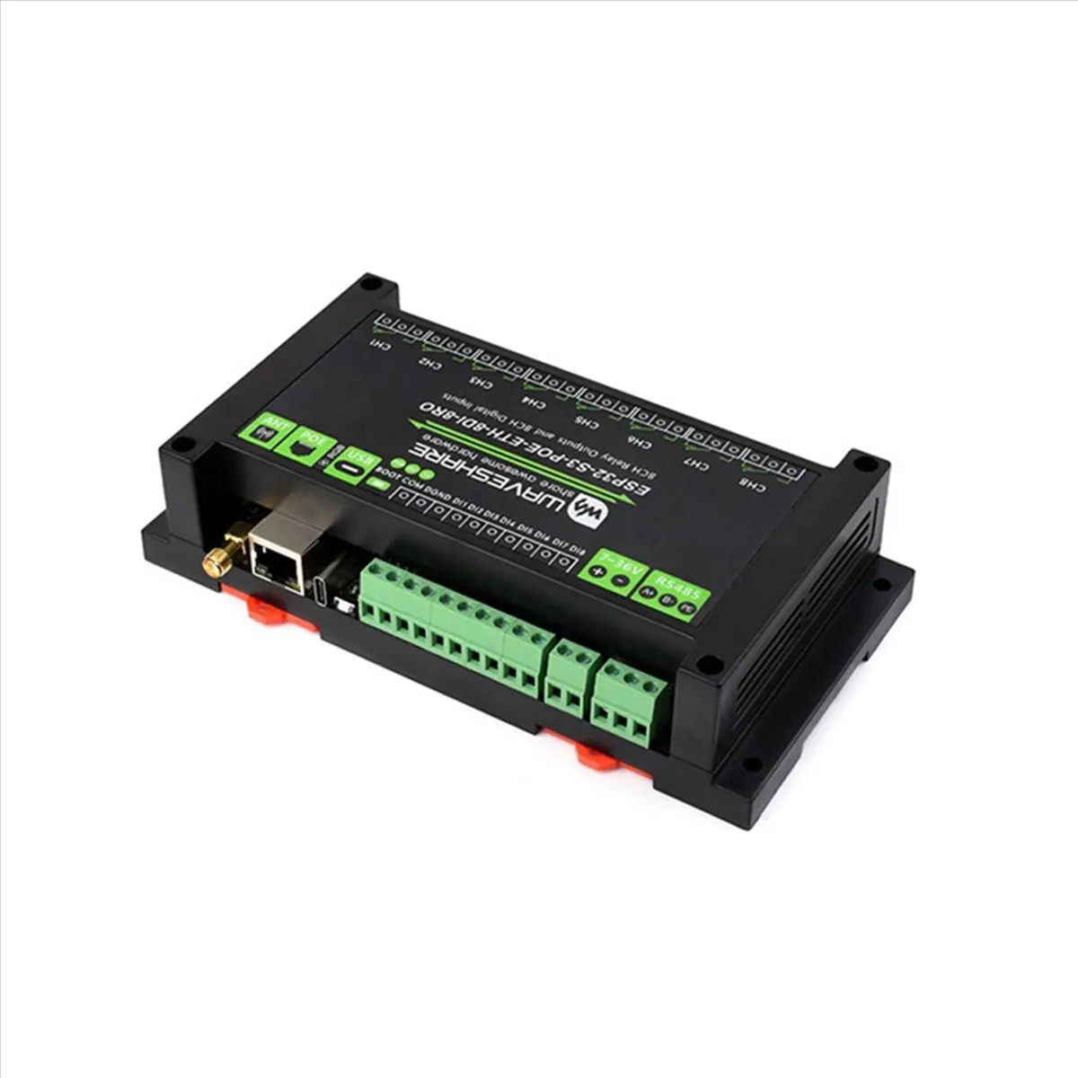 SCLS  - Industrial 8CH Wi-Fi Network Relay RS485+PoE Network Port Support RS485 Bluetooth or Wi-Fi Remote Control