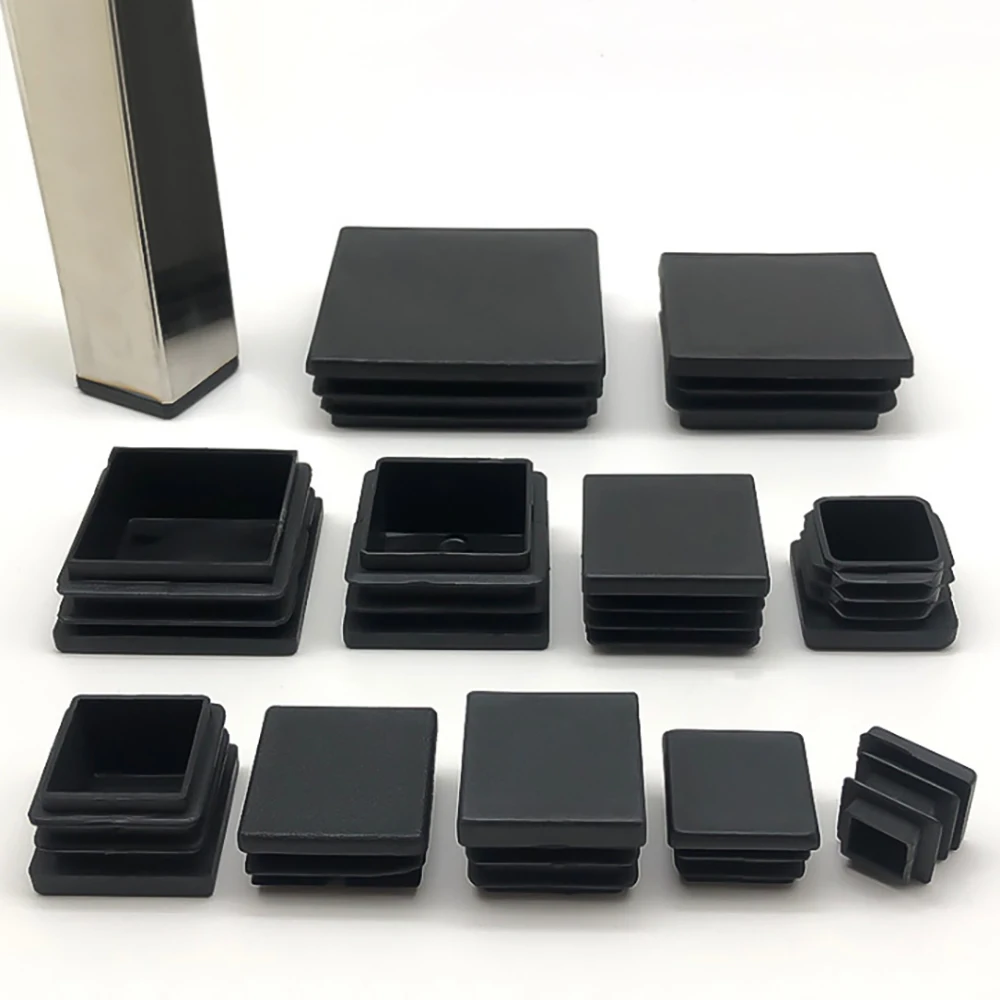 Square Pipe End Caps PE Plastic Table Chair Steel Shelf Tube Plug Anti Slip Silent Wear-Resistant Furniture Fittings