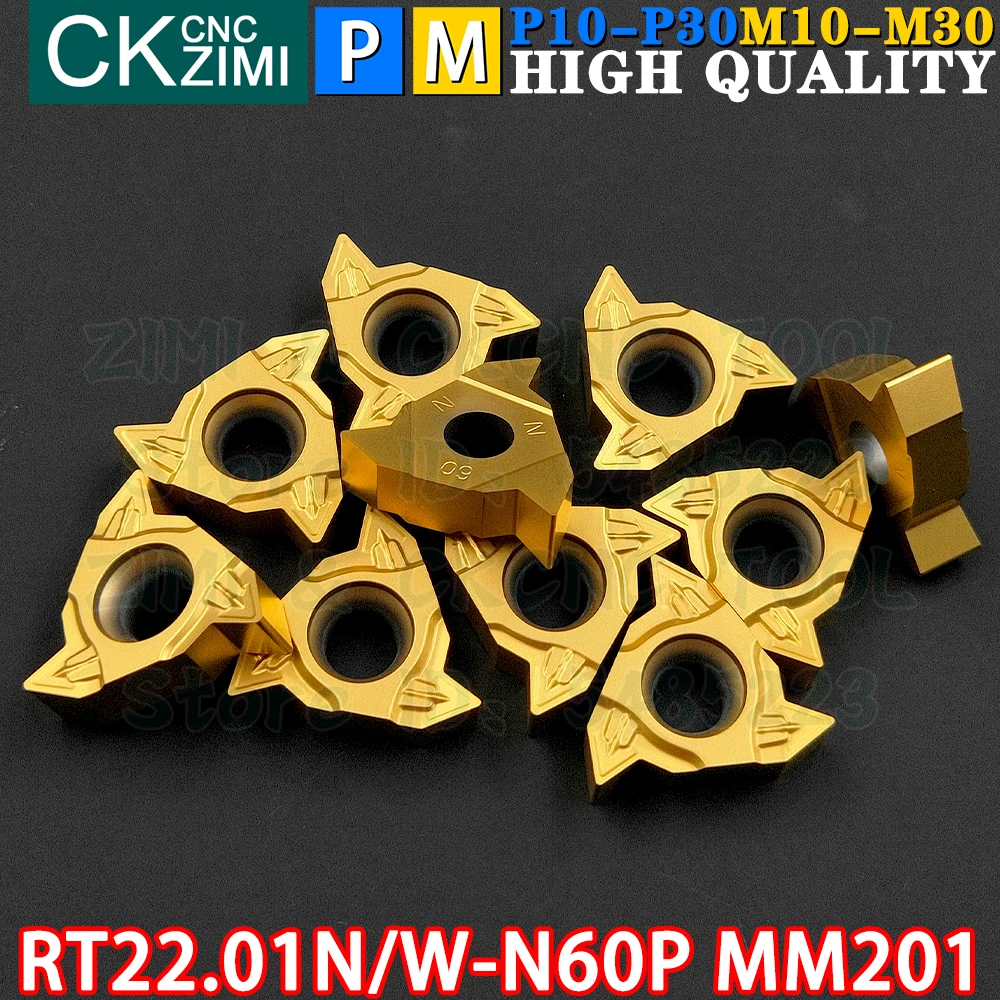 RT22.01N-N60P MM201 RT22.01W-N60P MM201 Carbide Inserts Left Right Internal External Thread Threaded Inserts Tools 22IR 22ER CNC