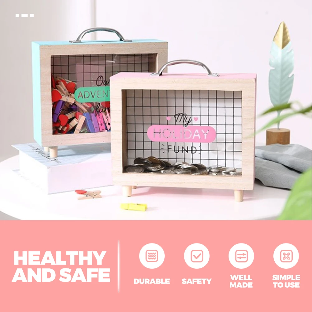 

Pink Piggy Retro Coin Storage Large Capacity Money Box Large Wooden Piggy Bank Capacity Money Box Home Decor Savings Pot