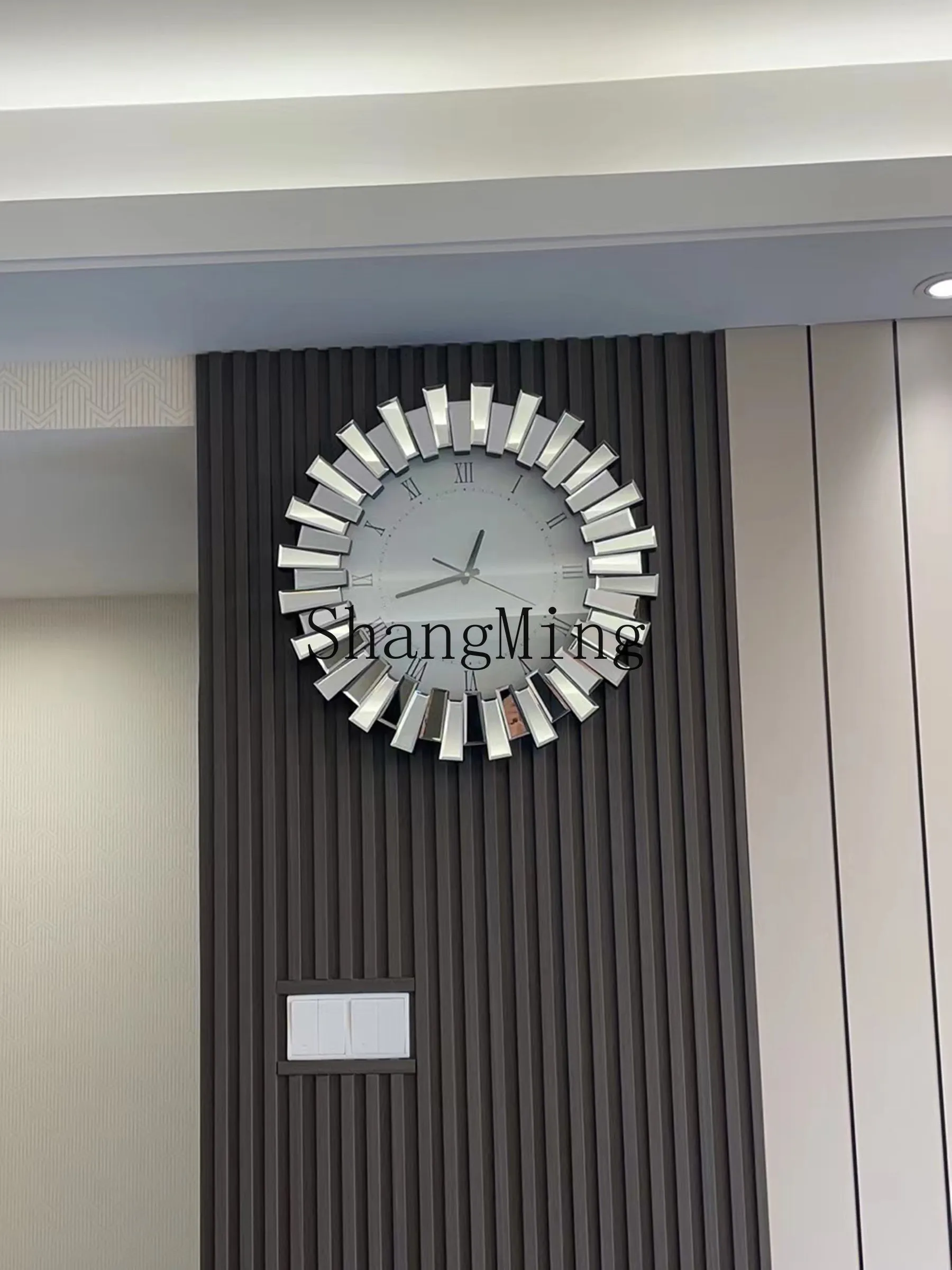 CL fashion wall clock dining room home light luxury decoration clock creative sticker mirror silent clock sun movement