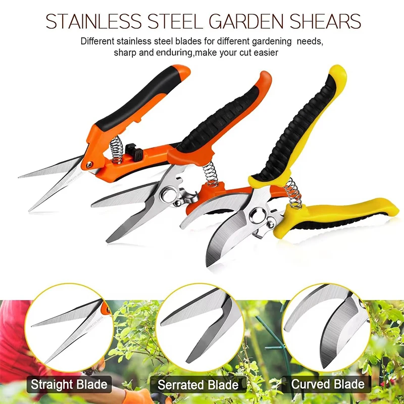 3PCS Garden Pruning Shears Set Stainless Steel Garden Shears Gardening Shears Gardening Garden Scissors For Pruning Shears Tools