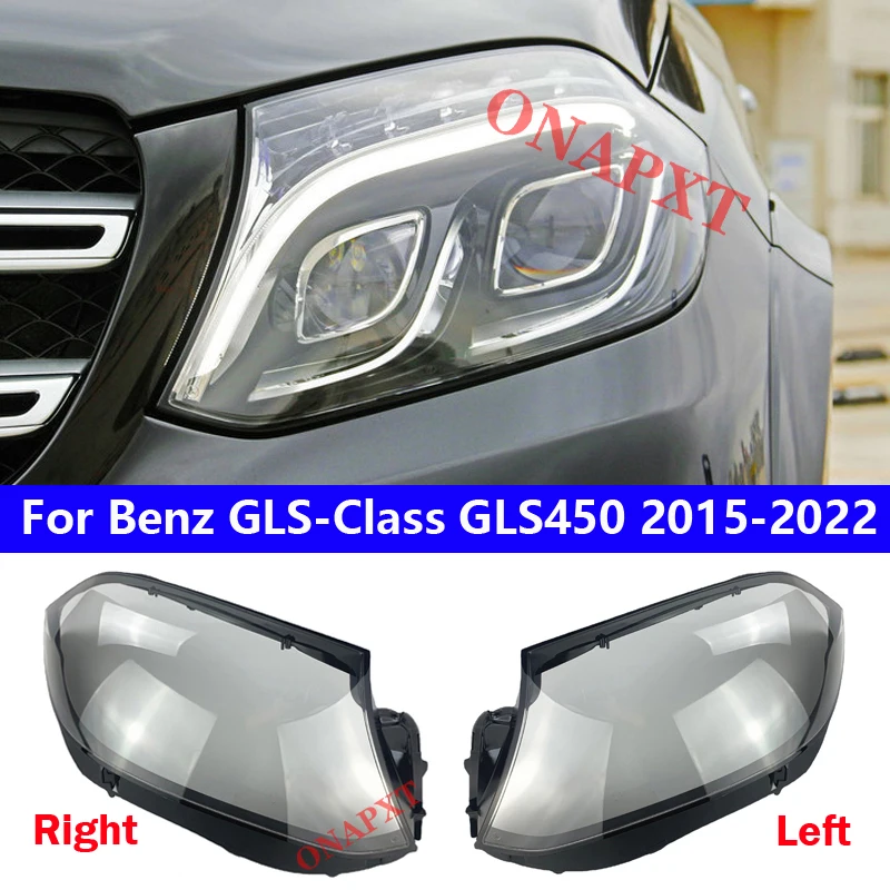 

Car Front Headlight Cover For Benz GLS X166 X167 GLS450 2015-2022 Light Caps Transparent Lampshade Glass Lens Shell