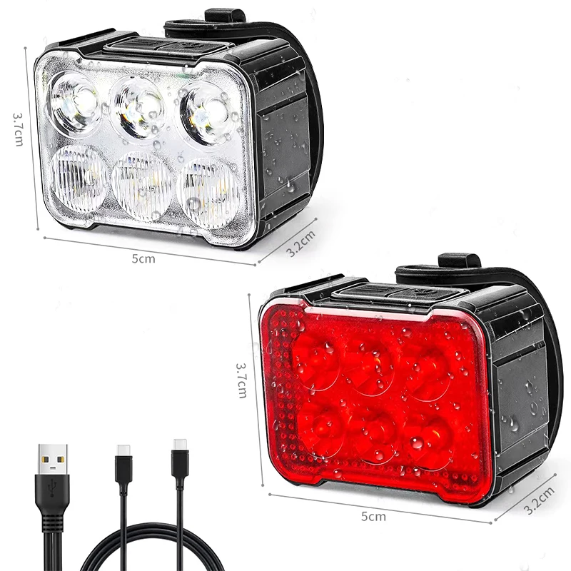 

Super Bright Bike Lights Set 8+12 Modes USB Rechargeable Front Back Waterproof Bike Headlight Taillight for Night Cycling Safety
