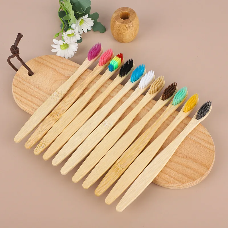 100Pcs Bamboo Biodegradable Toothbrush Manual Wooden HandleToothbrushes With Soft Bristles For Sensitive Teeth Gums Oral Care