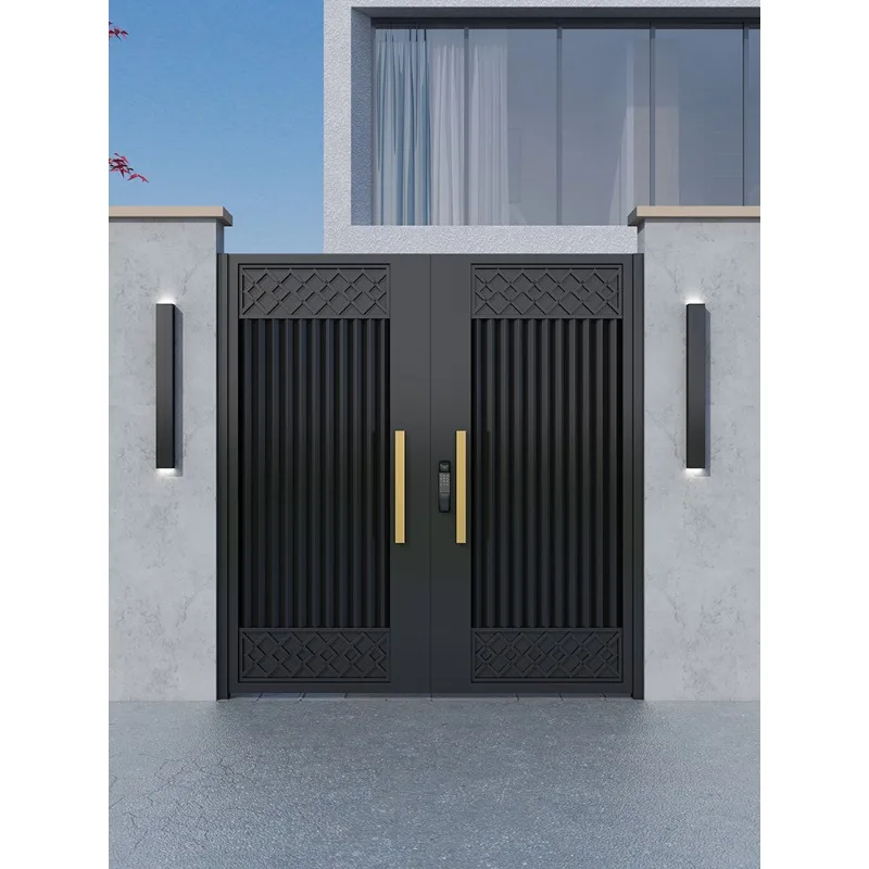 FOB الحديثة سبائك الألومنيوم فيلا فناء بوابة الأمن باب مزدوج الحديد الفولاذ المقاوم للصدأ غير قابل للصدأ في الهواء الطلق