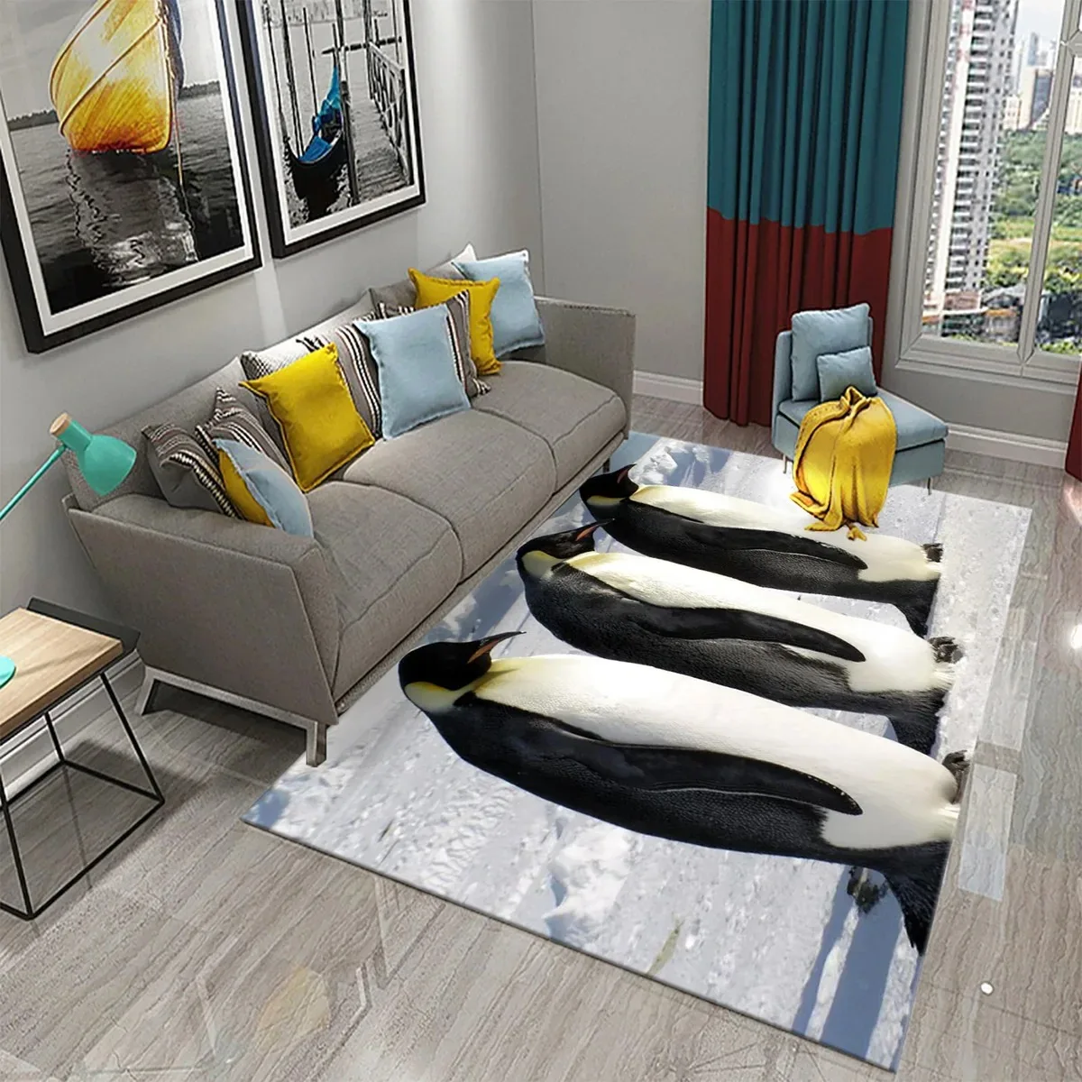 سجادة بنمط البطريق القطبي الجنوبي بتصميم حيوان جميل لغرفة المعيشة وغرفة النوم والحمام سجادة مضادة للانزلاق #1