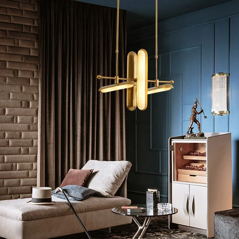 Postmoderne Gouden Art Deco Gouden Ijzeren Glazen Kroonluchter Verlichting Glans Ophanging Armatuur Lampen Voor Eetkamer