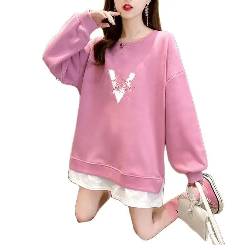 

Women Sweatshirt FemaleLong sleeve Spring Casual Korean Loose Pullover Round collar Fashion Female Coat Basic Tops