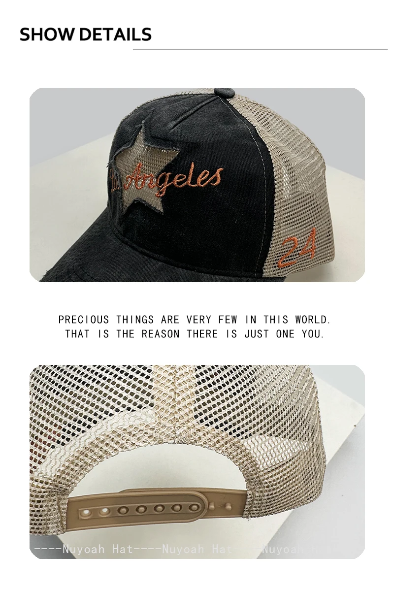 Neue Baseballkappen für Damen und Herren mit Stern-Stickerei und Buchstaben, Sonnenschutz, vielseitige Outdoor-Trucker-Caps, modische Mesh-Kappen, personalisierbar – Detail 3