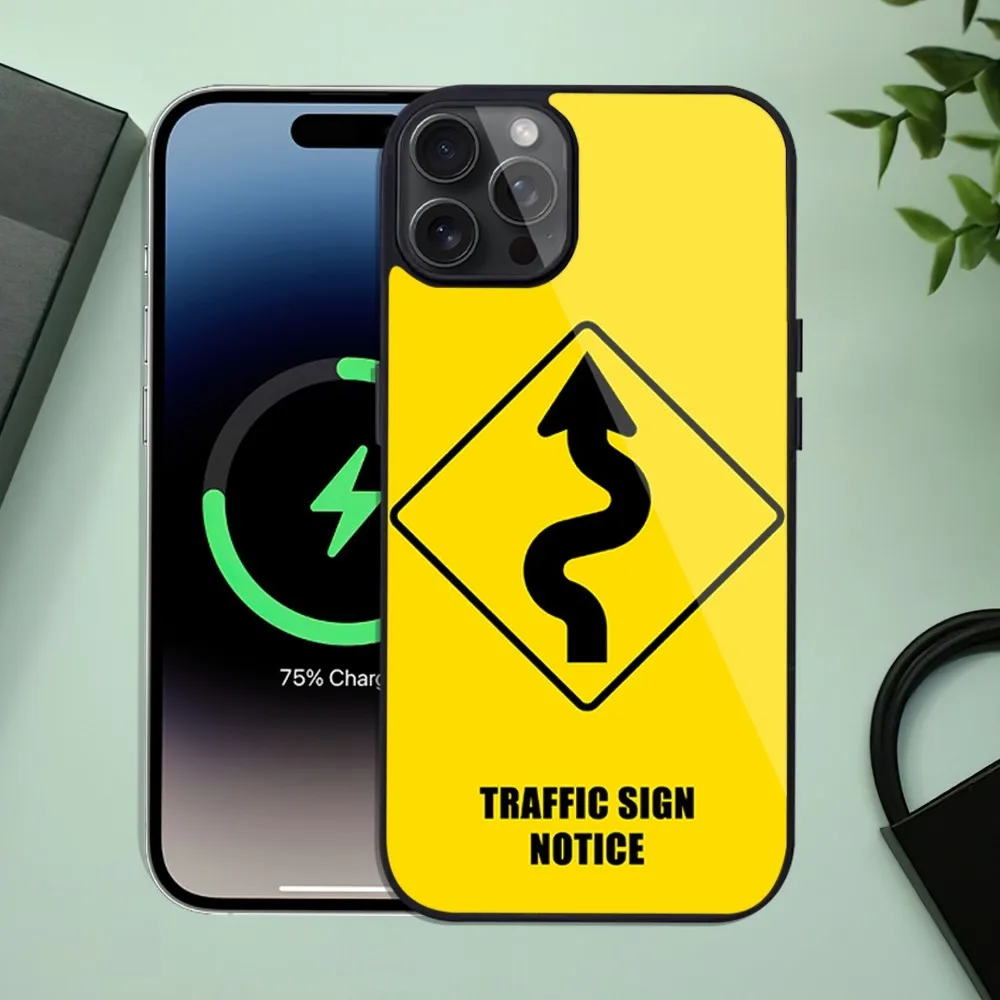 Fashion Traffic sign Phone Case For iPhone 11 Mini 12 13 Max 14 Plus 15 Pro Magesafe Magnetic Shell