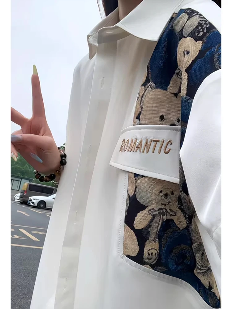 

Cleanfit Ice Silk ort Sve irt for Men And Women Summer Thin Breathable Couple Outerwear Bear Patchwork Embroidery Sun ...