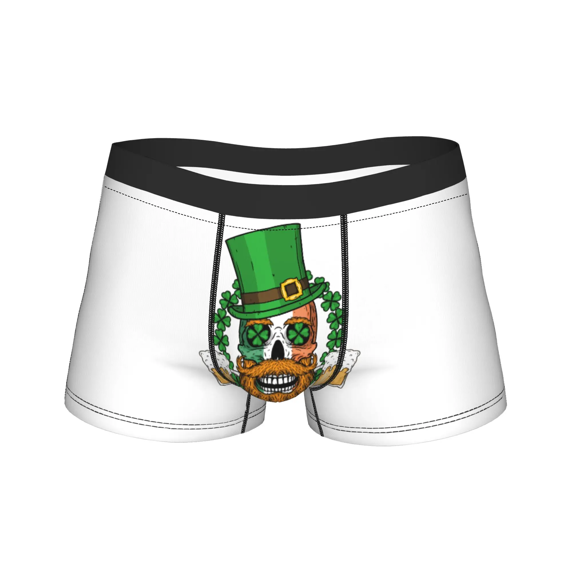Funny Boxer Irish Skull Saint Shorts Panties Briefs Men Underwear St Patrick's Day Green Lucky Shamrock Soft Underpants for Male