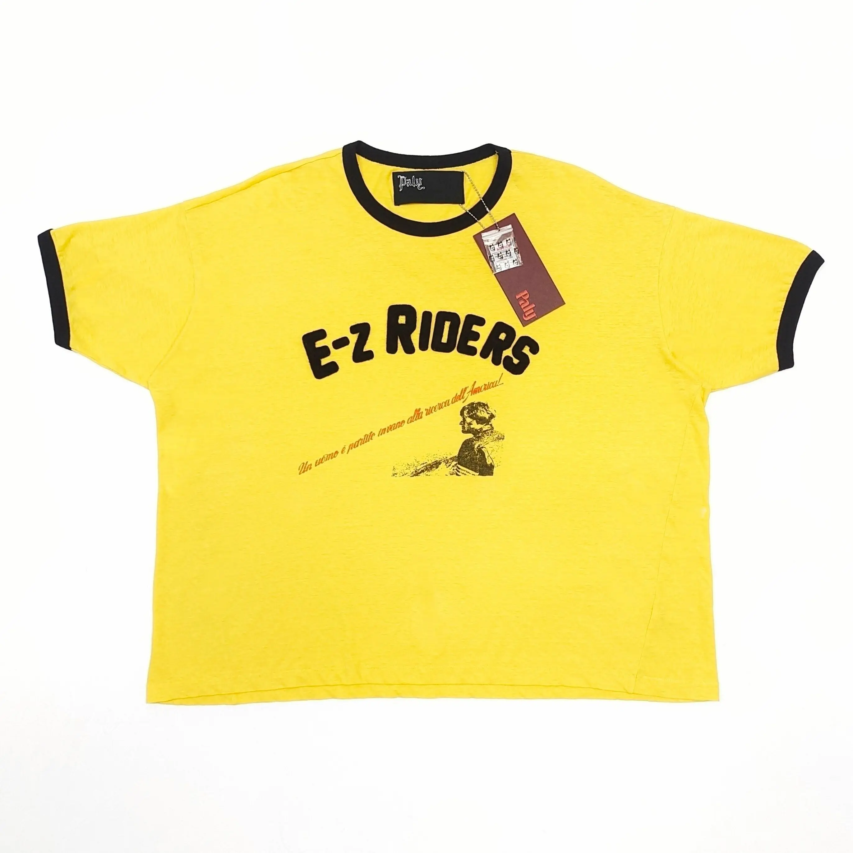 Paly Hollywood Sticker Letter Short Wide Short Sleeve T-Shirt