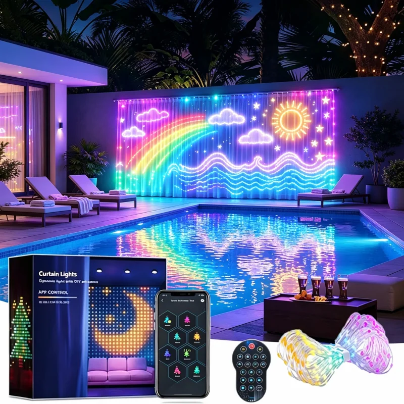 Smart LED Pixel Screen Lights—Supports App Control and Allows for Custom Patterns and Text; RGB Color-Changing Night Lights, Perfect for Outdoor Garden Parties, Weddings, Christmas, Halloween, and Holiday Home Decor