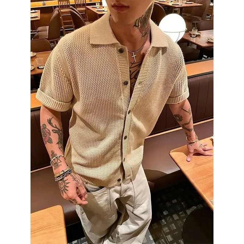 

Retro Men's Summer irt Loose Fit Student Sle Fun New Design Outerwear Stand Edition Polyester Fabric Youth Trend