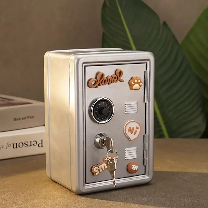 Password Money Box, Mini Metal Lockable Safe Cash Coin Bank for Savings Storage