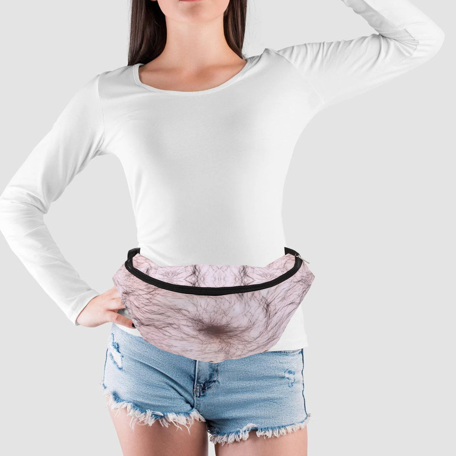 

Novelty Unisex Waist Bag with Realistic Belly Pattern Anti-Theft Fanny Pack for Travel Women Men Waist Bags for Women