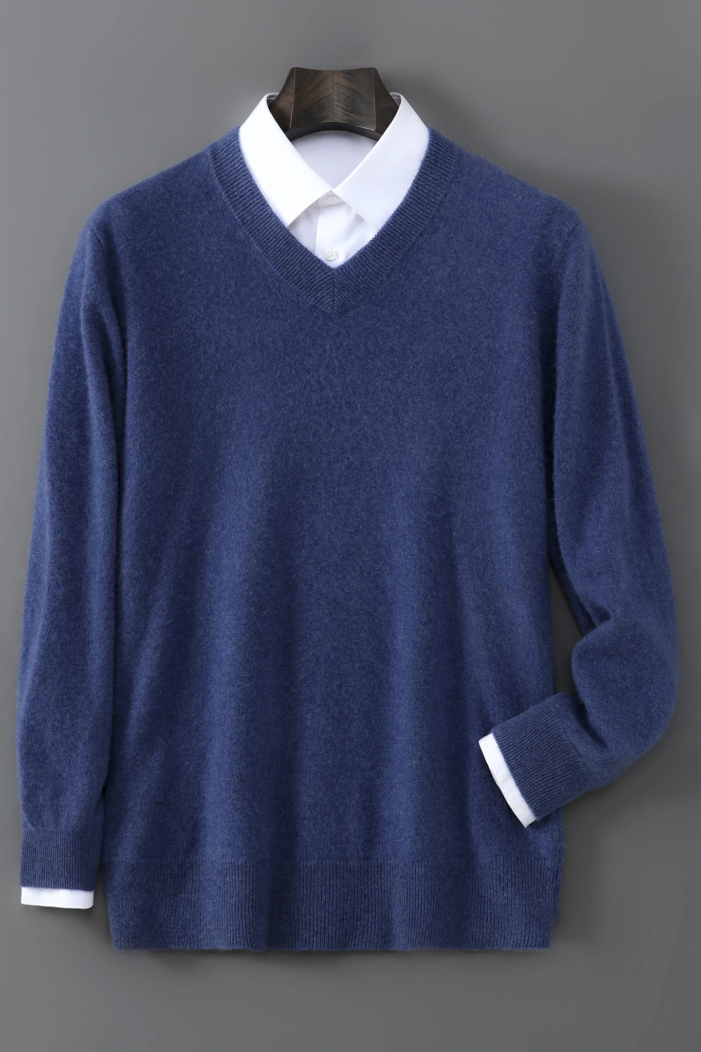 

Smart Casual Autumn Winter Man Sweater 100% Merino Wool Knitwear V-Neck Pullover Solid Men Long Sleeve Clothing Tops Soft Jumper