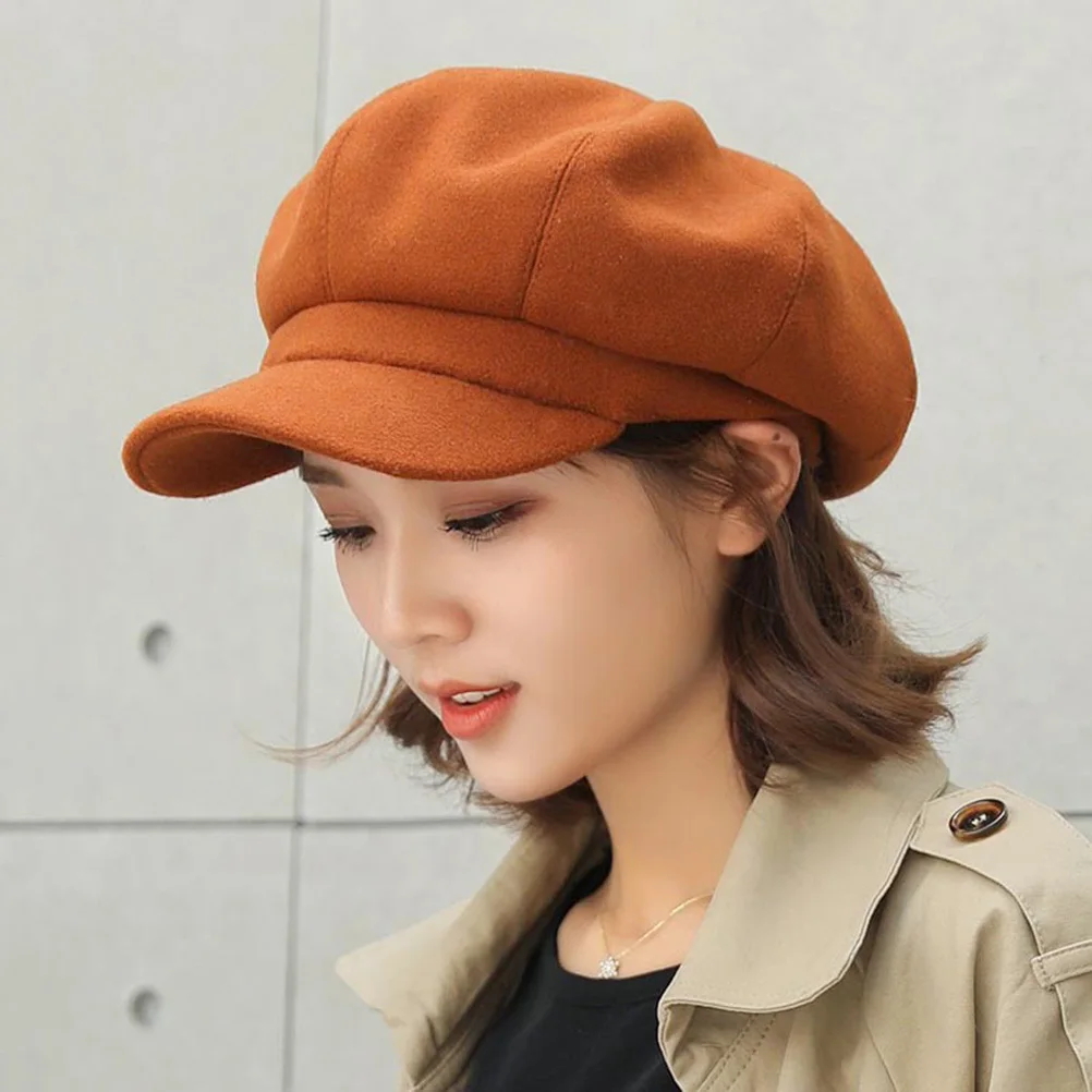 

1pc Octagonal Women Beret Peaked Autumn Winter Fashion Woolen Hat Beret Woolen Cap Peaked Cap Hat Accessory