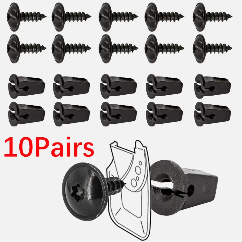 10Pairs Car Fender Chassis Trim Mounting Bolts for Vw Torx Screw Bolt Bumper Arch Mud Flaps Splash Guards Undertray Trim Fixing