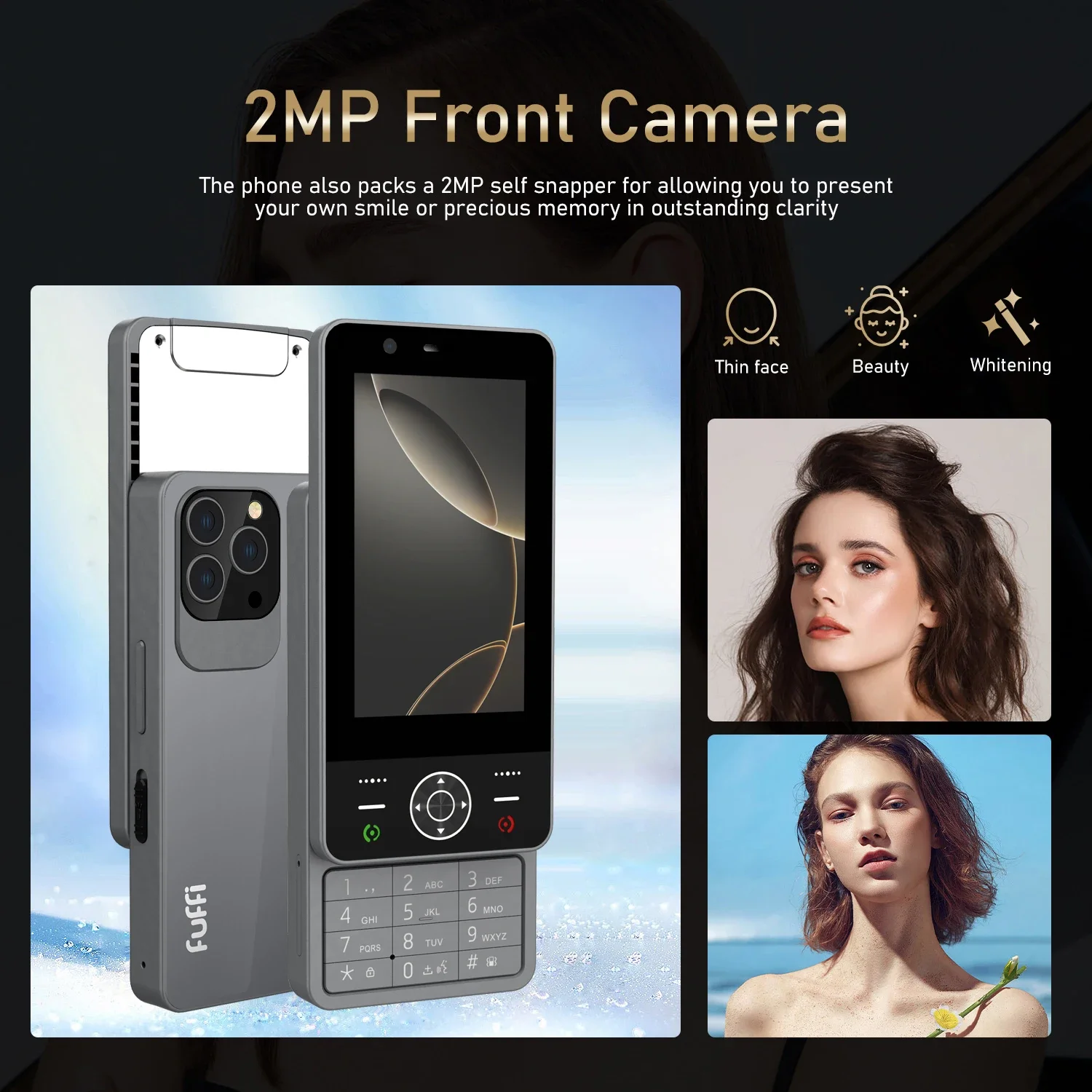 FUFFI S24 Pro Sliding Mini Phone 4.0 Inch HD Colorful Screen Phone Fun Feature Phone 4G Network Dual SIM Student Mobile Phone