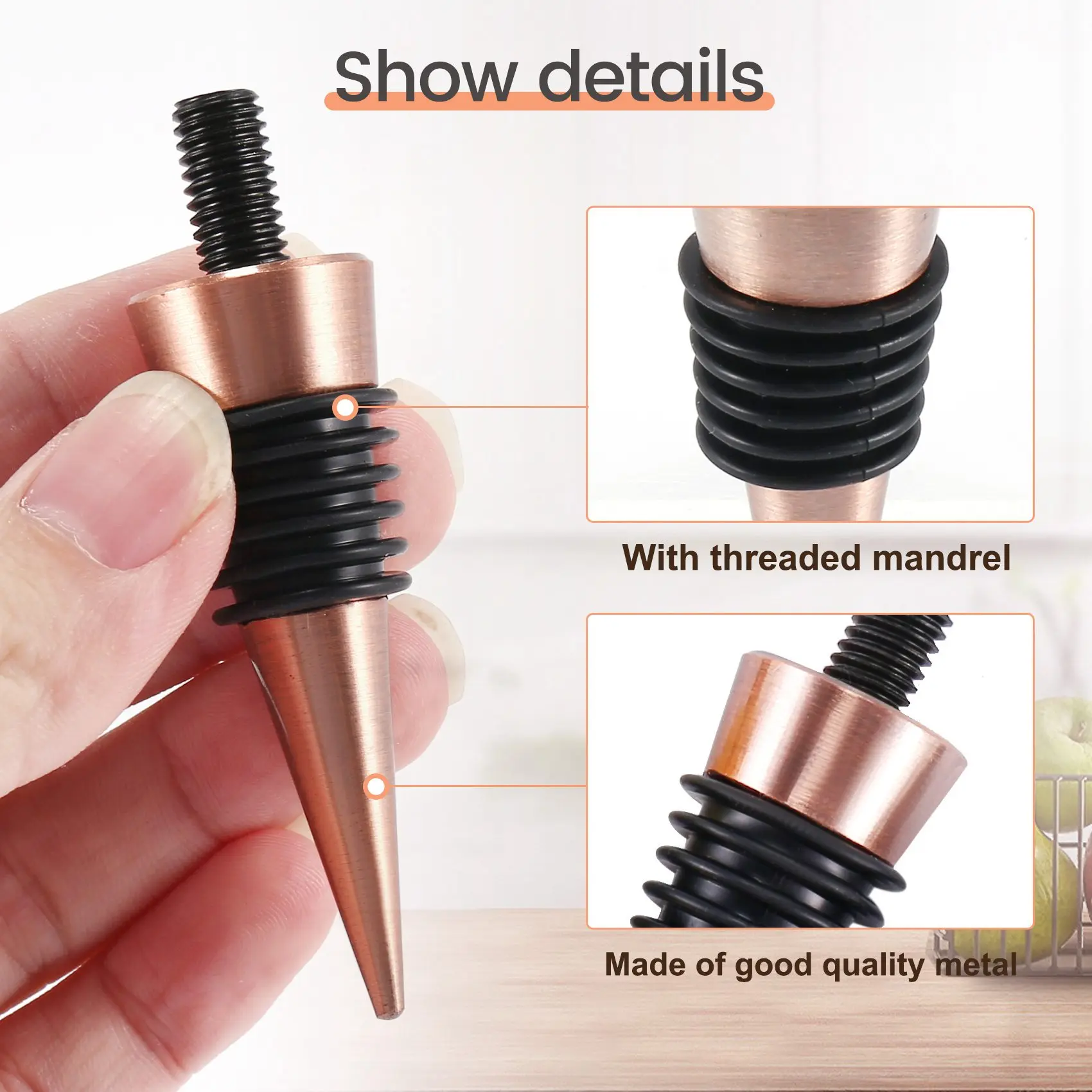 AC88-10 Pieces Blank Bottle Stopper With Threaded Post Metal Wine Stopper Inserts Set Hardware For Wood Turning DIY Project