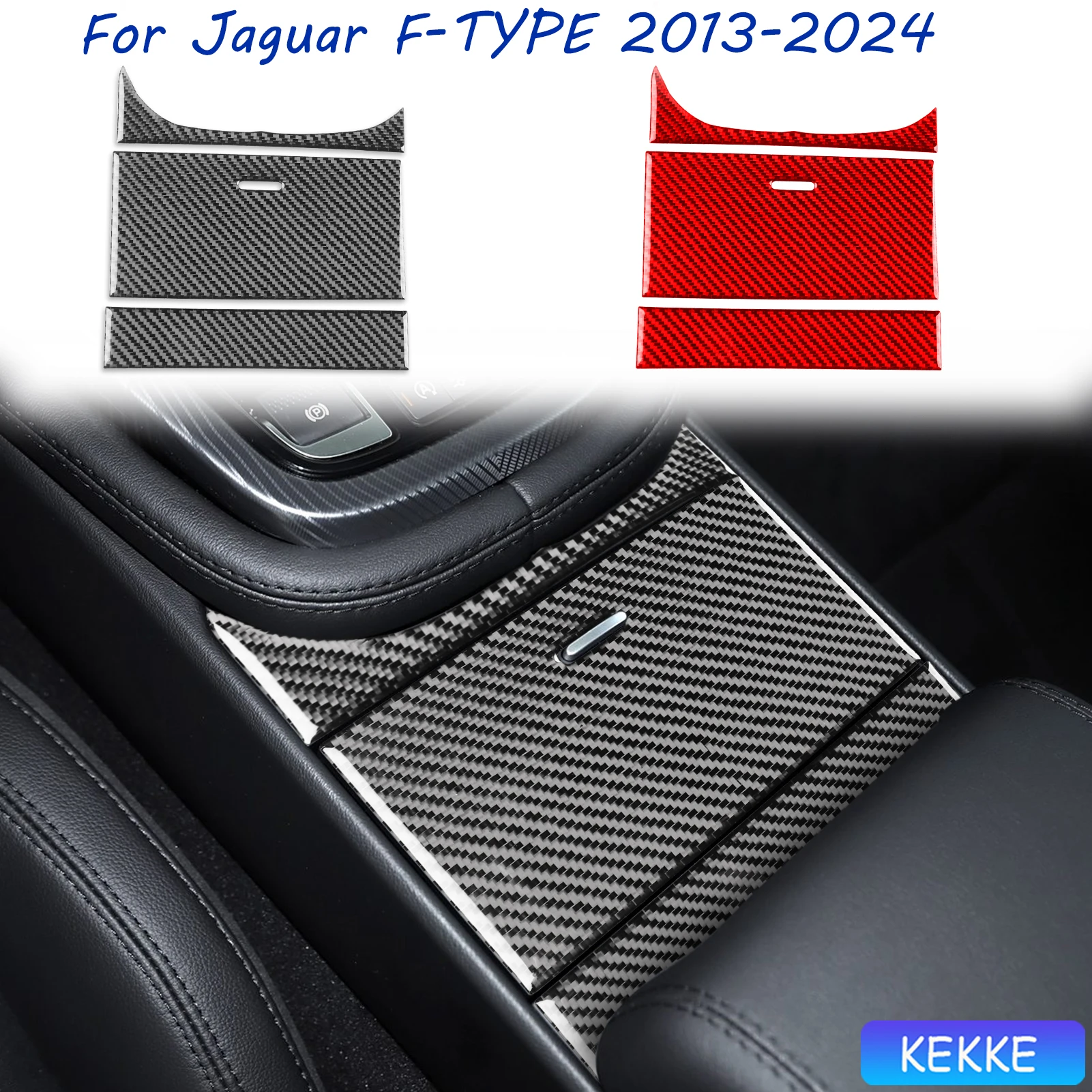 For Jaguar F-TYPE 2013-2024 Carbon Fiber Gear Shift Center Console Storage Panel Car Interior Accessories Cover Tuning Stickers