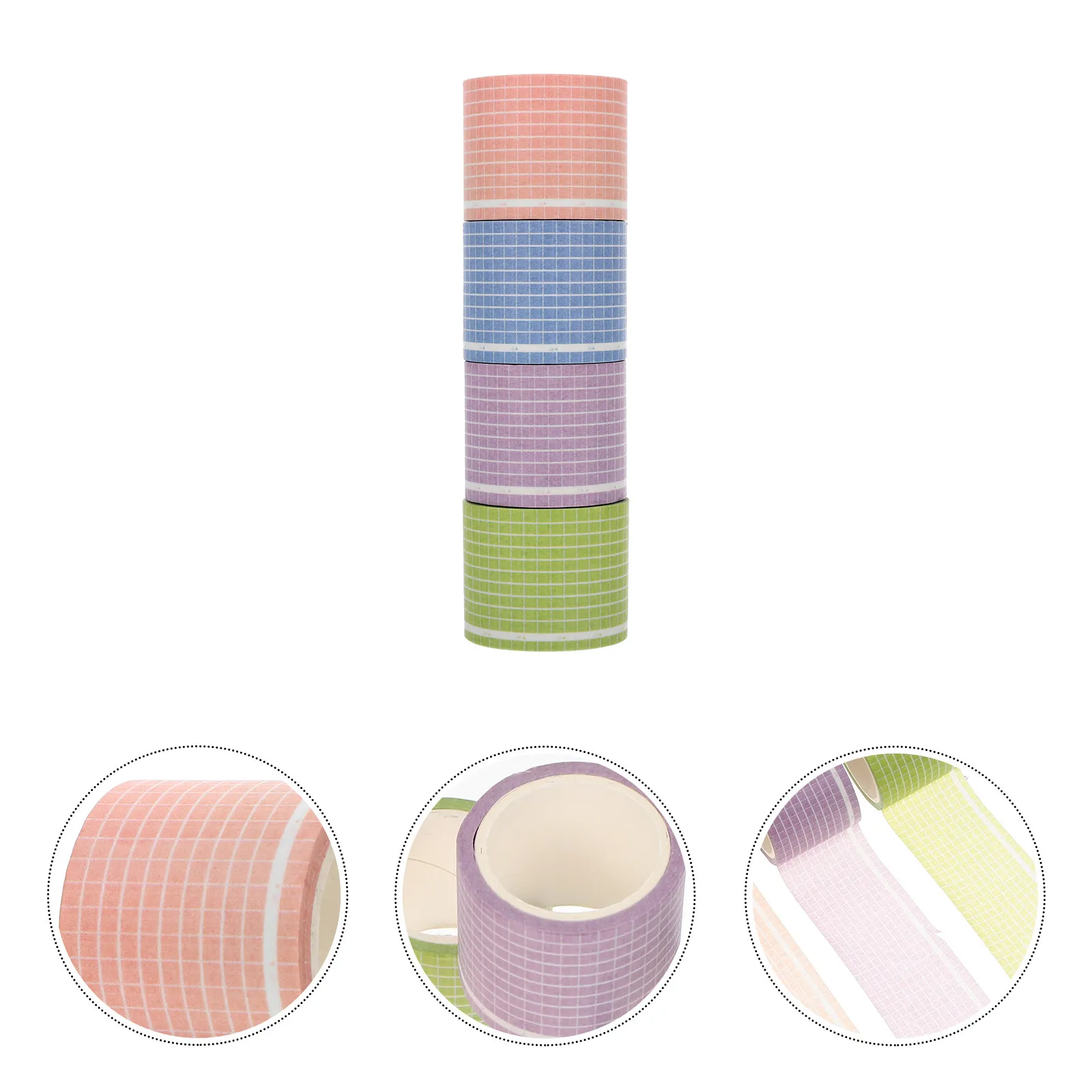 

4Pcs Grid and Washi Tapes Premium Printed DIY Stickers for Scrapbooking Bookbinding Gift Wrapping Planner Decoration Accessories